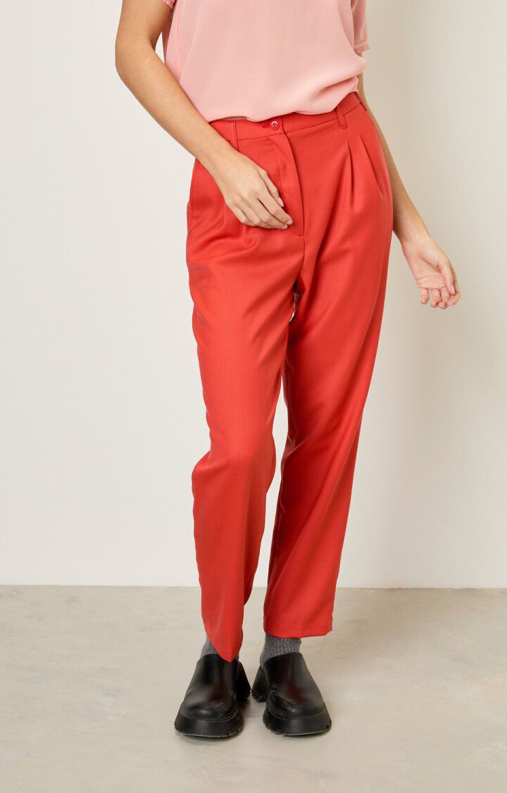 american vintage Pantalon femme Tabinsville - FRUITS ROUGES Rouge - E22