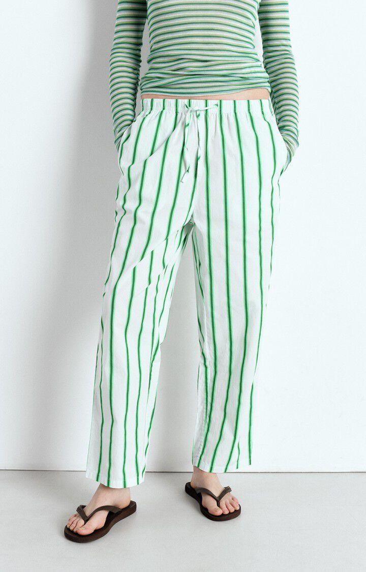 american vintage Pantalon femme Zatybay - RAYURES LAGON FLUO Vert - E25