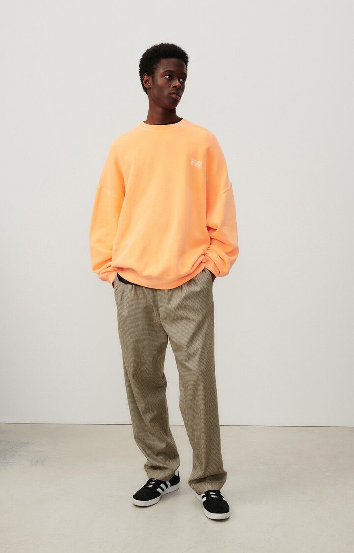 American Vintage Pantalon Homme Dofybay - PIED DE POULE KAKI Marron - E24