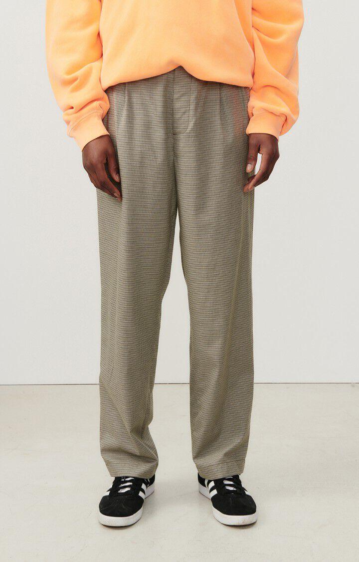 american vintage Pantalon homme Dofybay - PIED DE POULE KAKI Marron - E24