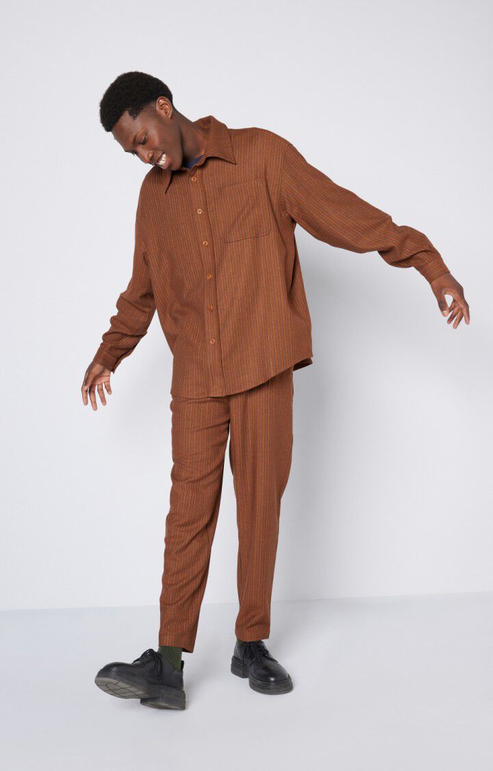 American Vintage Pantalon Homme Jossybay - RAYURES MARRONS Marron - E23