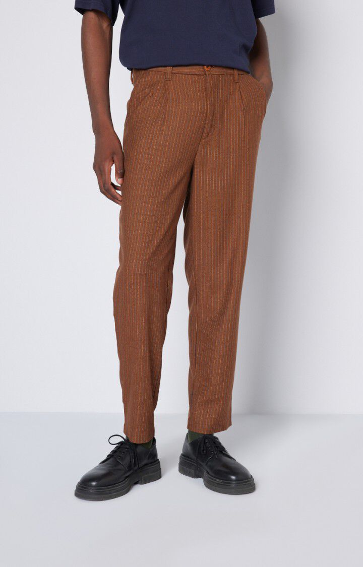 american vintage Pantalon homme Jossybay - RAYURES MARRONS Marron - E23