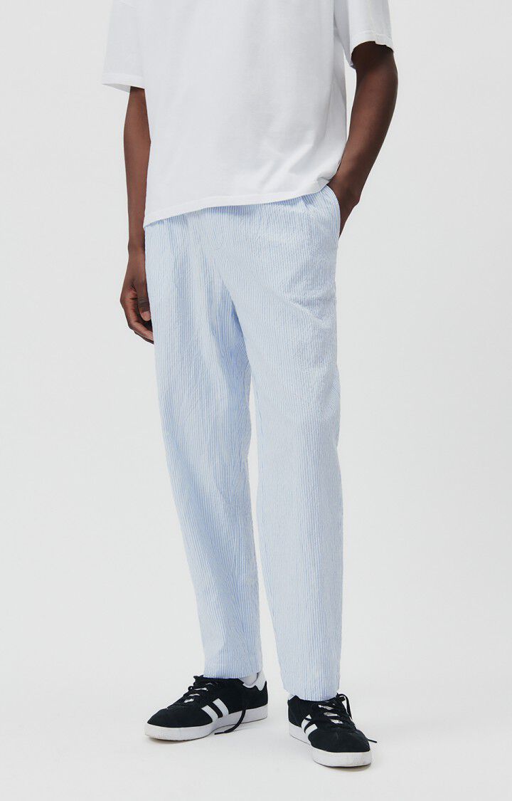 american vintage Pantalon homme Keostreet - RAYURES CELESTE Bleu - E23
