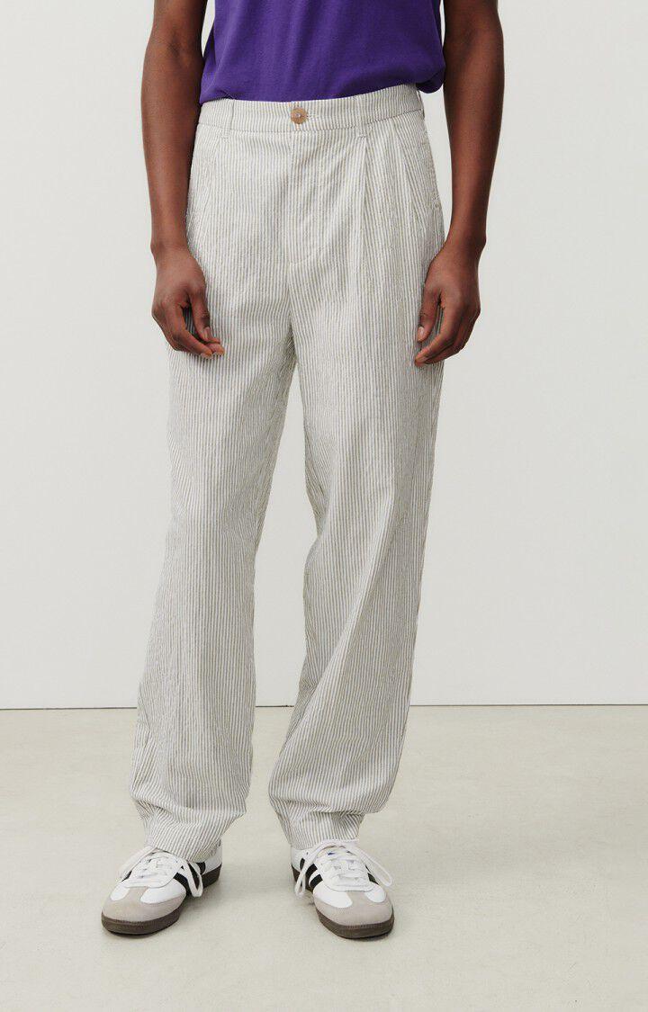 american vintage Pantalon homme Keostreet - RAYURES KAKI ET BLANCHES Vert - E24
