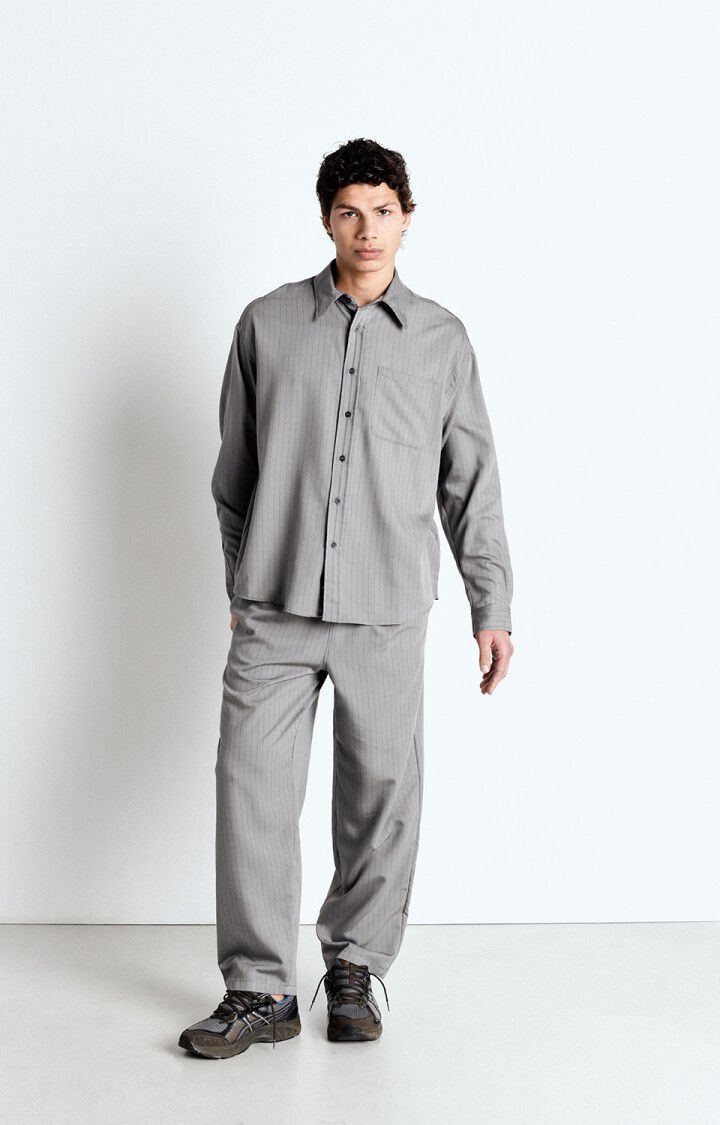 American Vintage Pantalon Homme Okyrow - SOURIS RAYE Gris - E25