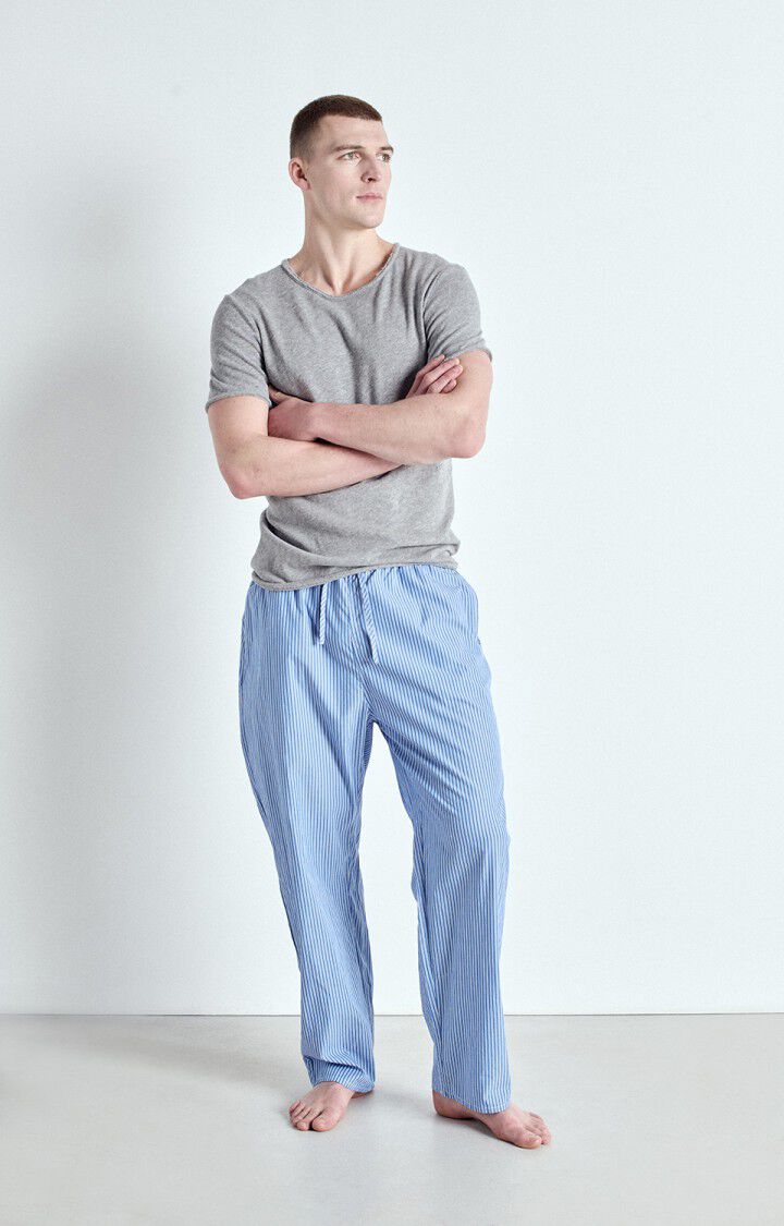 American Vintage Pantalon Homme Zatybay - RAYURES AQUA Bleu - E25