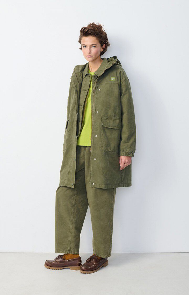 american vintage Parka femme Rygybay - KAKI 58 Manches longues Vert - H24