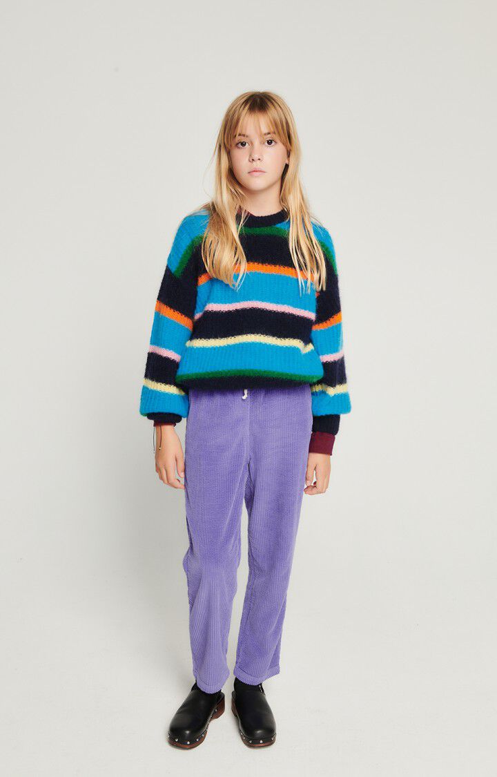 american vintage Pull enfant East - RAYURES BLEUES 30 Manches longues Bleu - H23