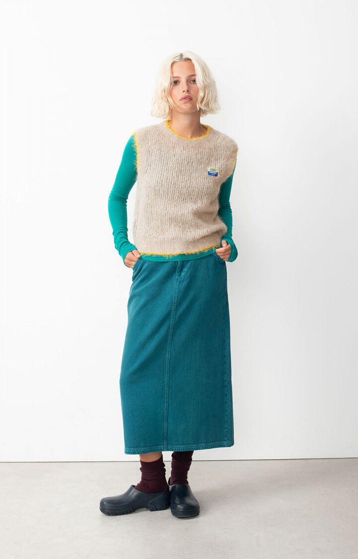 American Vintage Pull Femme Bymi - BRUMEUX CHINE 0 Sans Manches Gris - H24