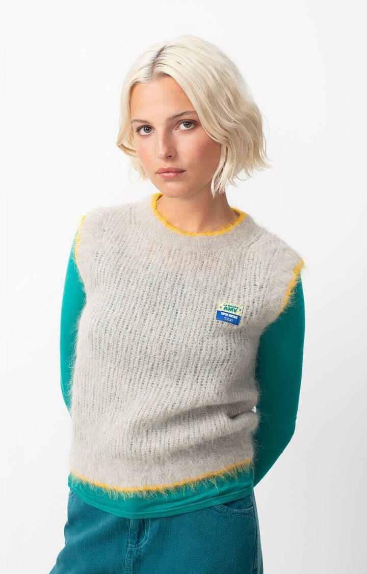 american vintage Pull femme Bymi - BRUMEUX CHINE 0 Sans manches Gris - H24