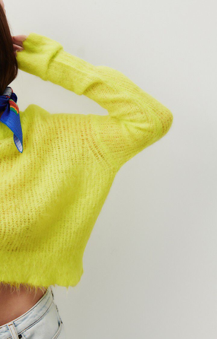 American Vintage Pull Femme Bymi - JAUNE FLUO 47 Manches Longues Jaune - E24