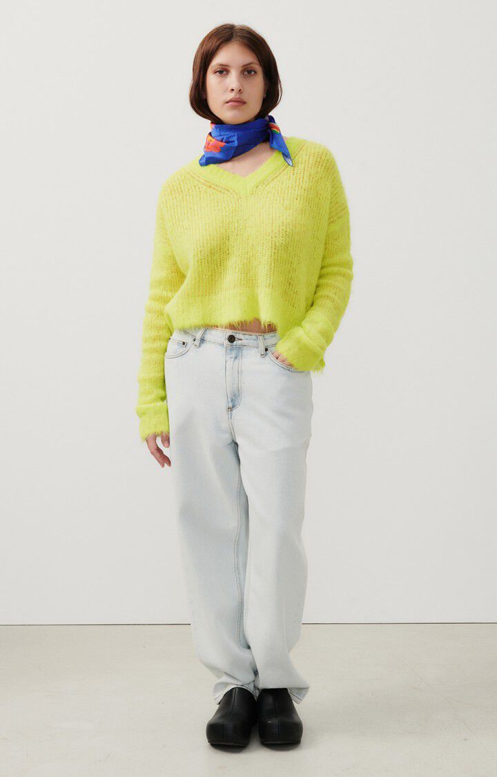 American Vintage Pull Femme Bymi - JAUNE FLUO 47 Manches Longues Jaune - E24