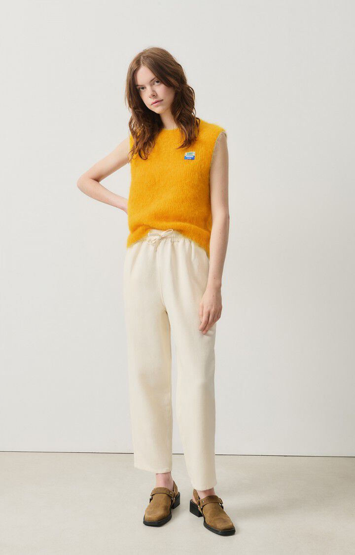 American Vintage Pull Femme Bymi - MARMELADE 0 Sans Manches Jaune - H24
