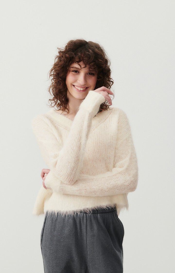 american vintage Pull femme Bymi - NACRE CHINE 47 Manches longues Beige - E24
