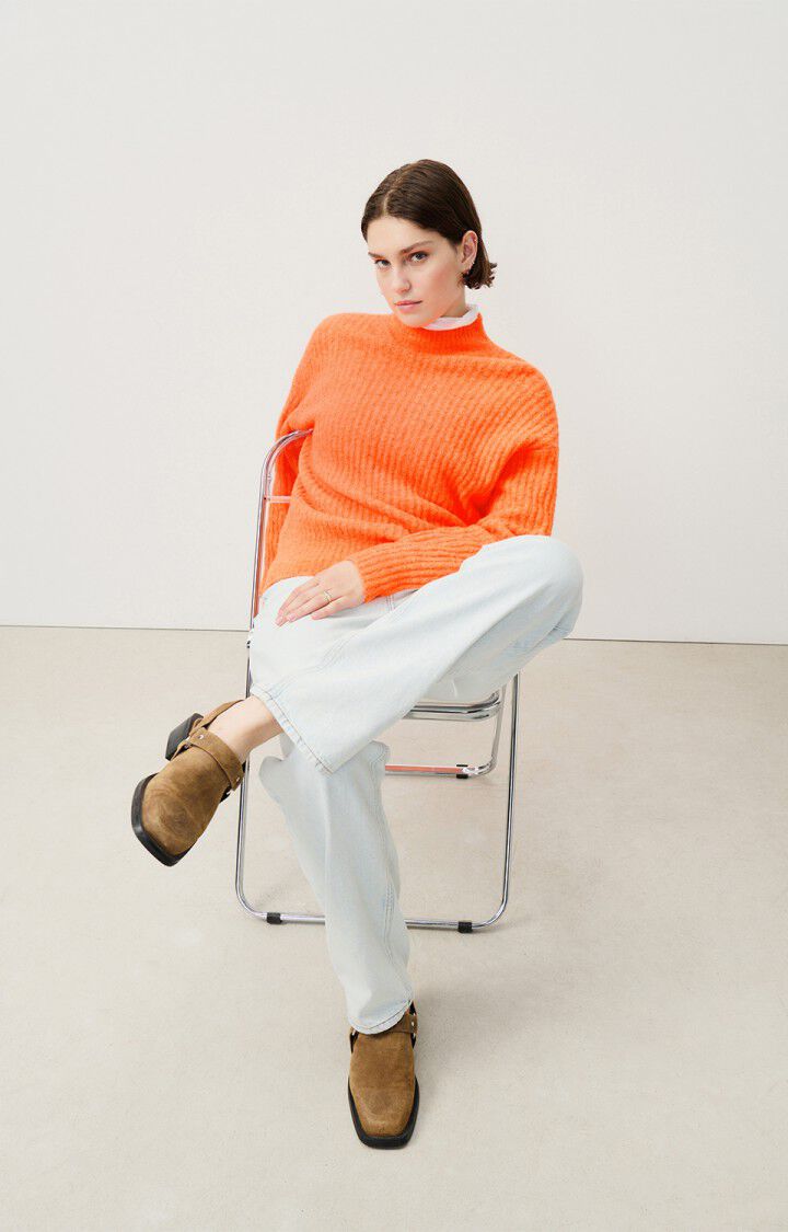 American Vintage Pull Femme Cikoya - CAROTTE FLUO 50 Manches Longues Orange - H24