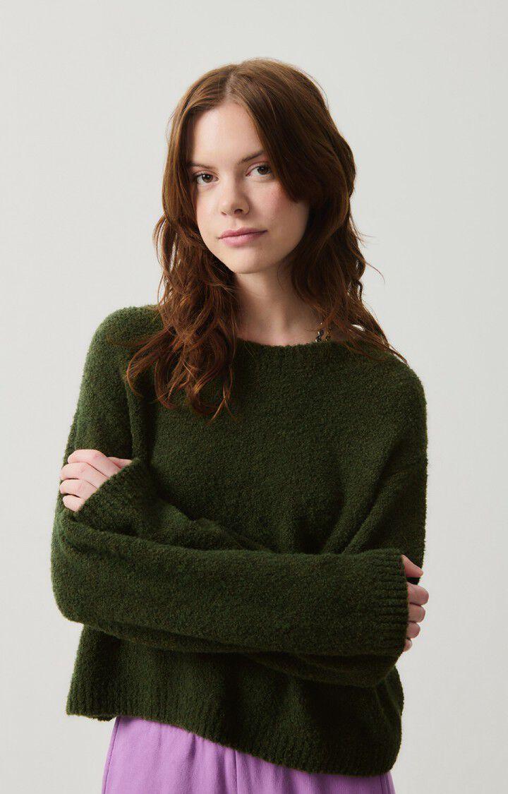 american vintage Pull femme Cikoya - KAKI CHINE NOIR 52 Manches longues Vert - H24