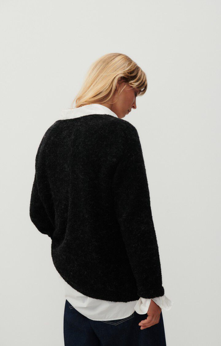 American Vintage Pull Femme Cikoya - NOIR CHINE 61 Manches Longues Noir - E24