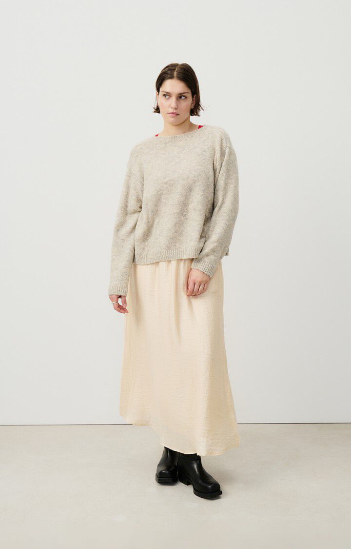 American Vintage Pull Femme Cikoya - POLAIRE CHINE 52 Manches Longues Gris - H24