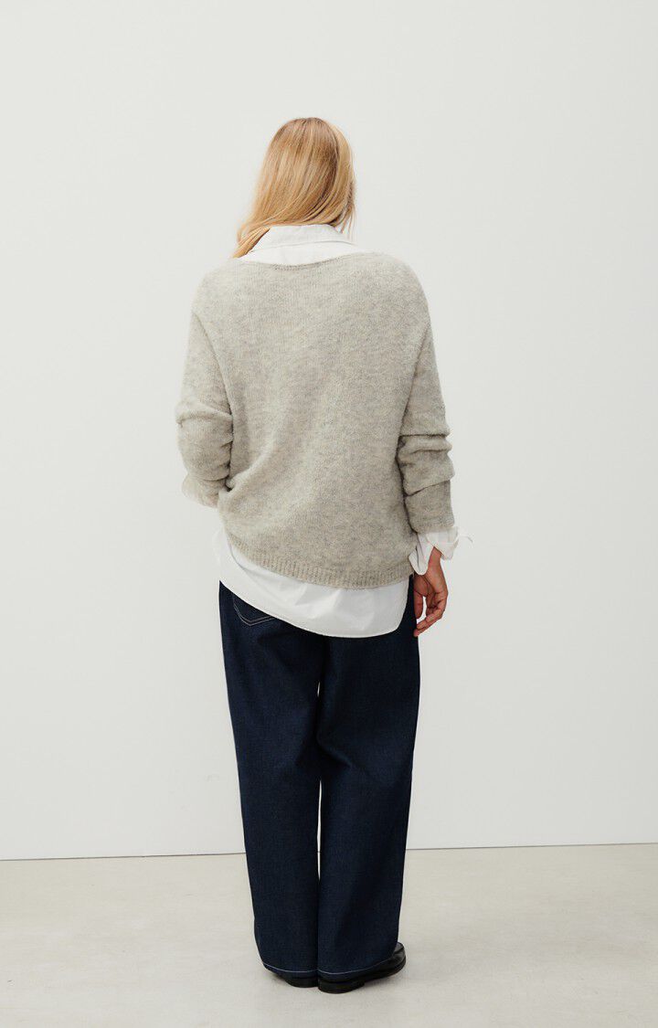 American Vintage Pull Femme Cikoya - POLAIRE CHINE 61 Manches Longues Gris - E24