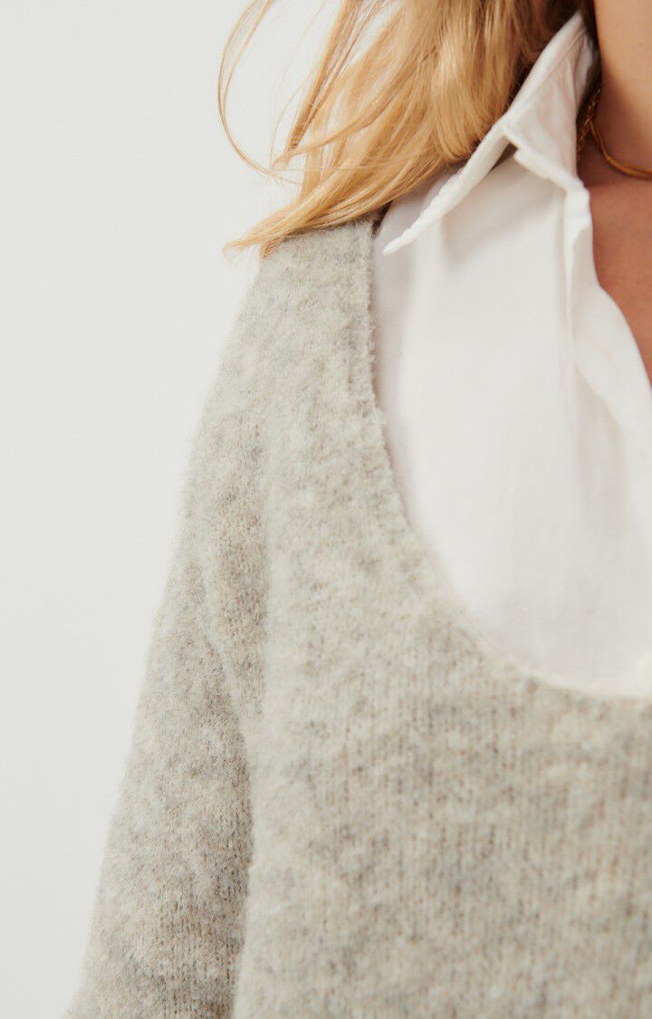 American Vintage Pull Femme Cikoya - POLAIRE CHINE 61 Manches Longues Gris - E24