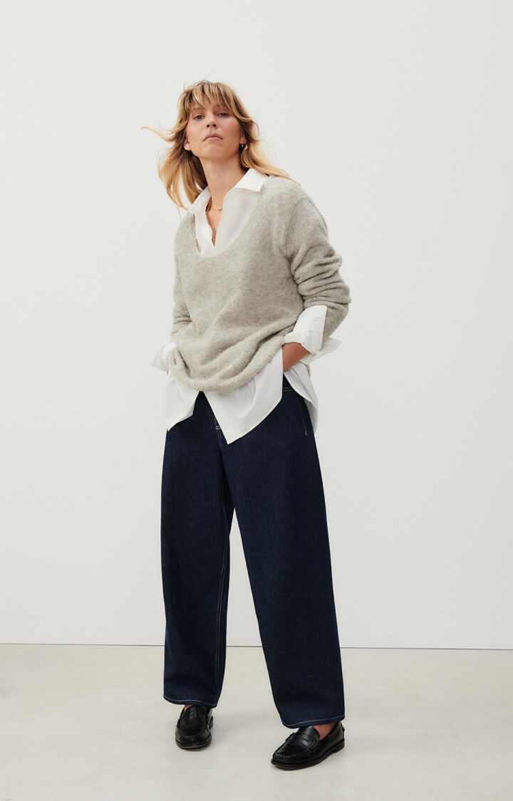 American Vintage Pull Femme Cikoya - POLAIRE CHINE 61 Manches Longues Gris - E24