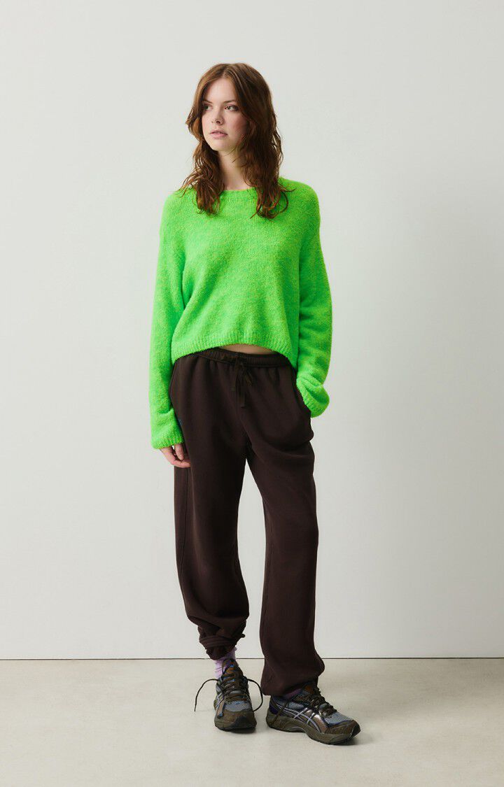 American Vintage Pull Femme Cikoya - VERT FLUO 52 Manches Longues Vert - H24