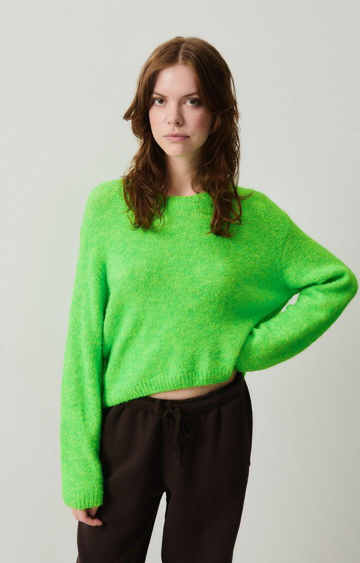 american vintage Pull femme Cikoya - VERT FLUO 52 Manches longues Vert - H24