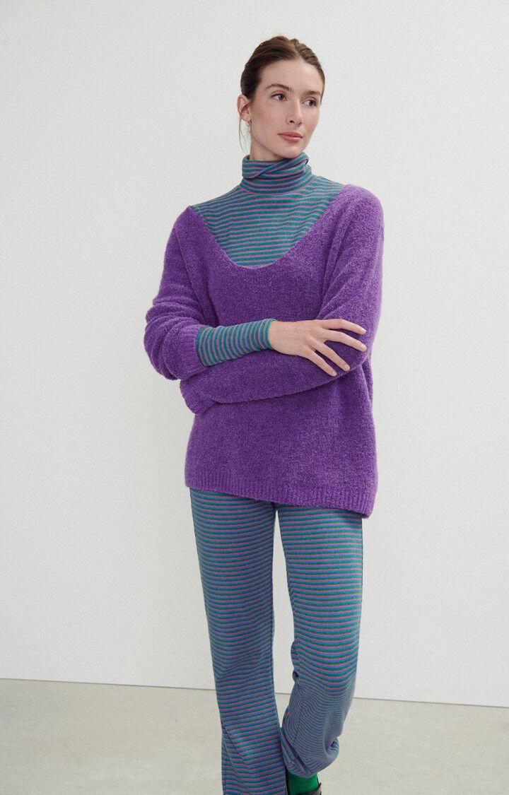 american vintage Pull femme Cikoya - VIOLET 61 Manches longues Violet - H23