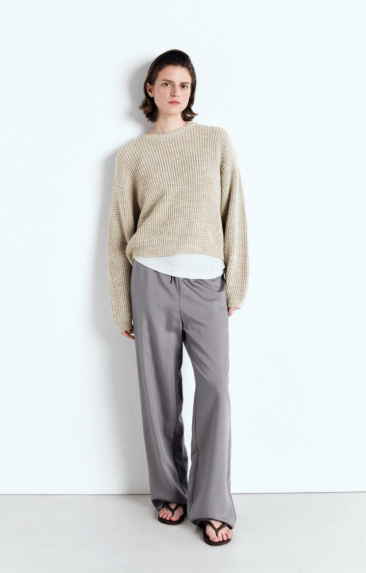 American Vintage Pull Femme Crashway - BRUME CHINE 51 Manches Longues Gris - E25
