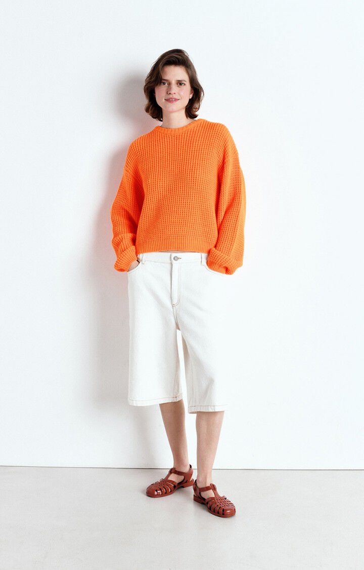 American Vintage Pull Femme Crashway - MELON FLUO 51 Manches Longues Orange - E25