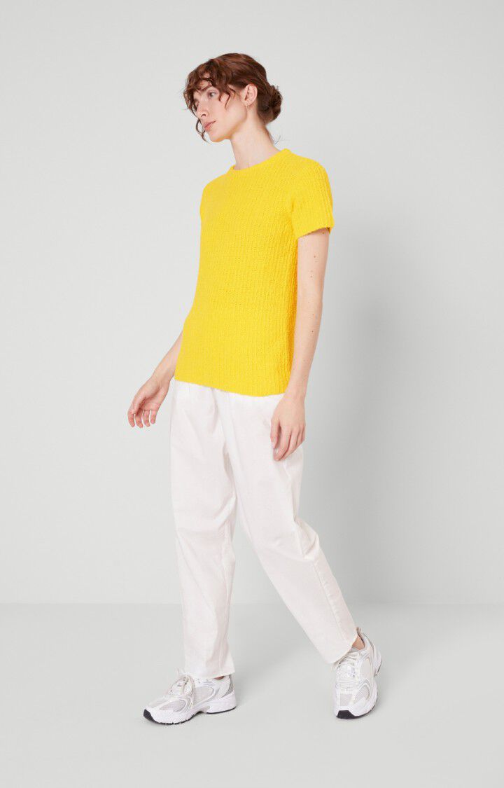 American Vintage Pull Femme Cutebay - SOLEIL Manches Courtes Jaune - E20