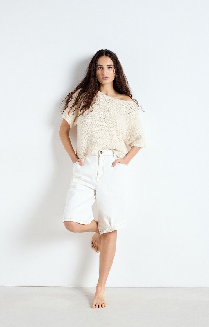 American Vintage Pull Femme Cyanbay - NACRE 29 Manches Courtes Beige - E25