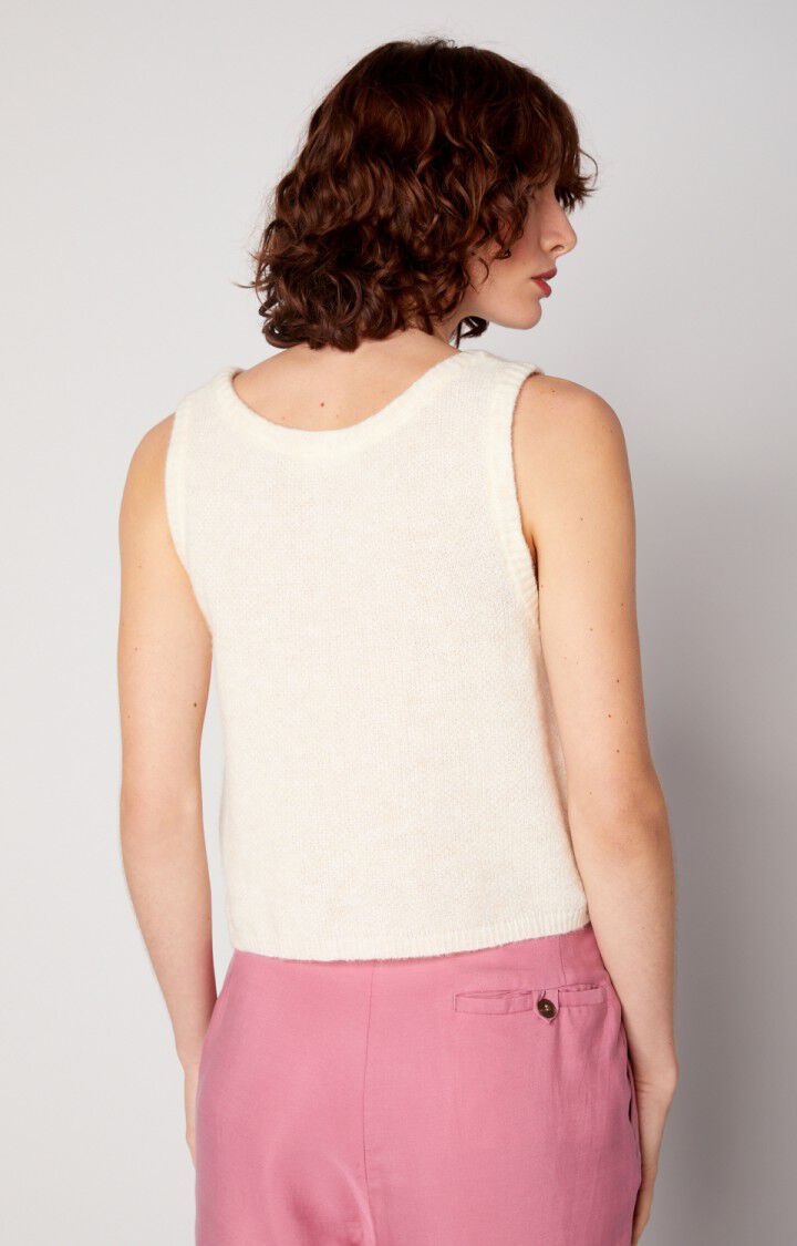 American Vintage Pull Femme Cybertown - NACRE Sans Manches Beige - E22