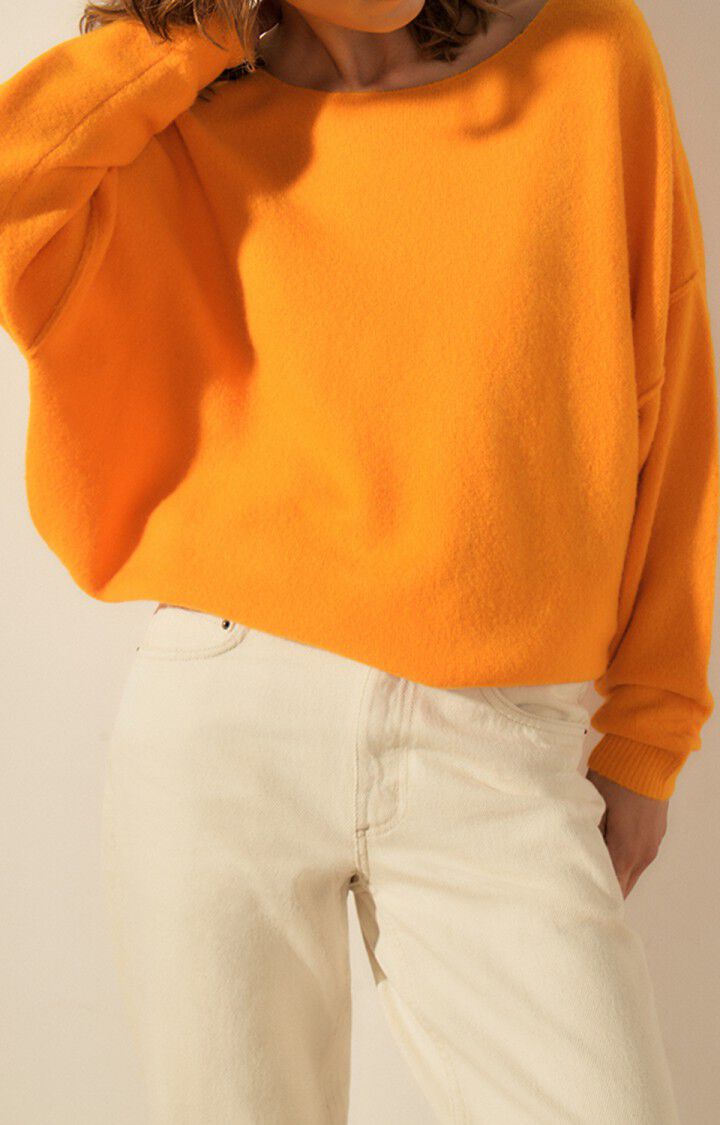 american vintage Pull femme Damsville - AGRUME 42 Manches longues Orange - E23
