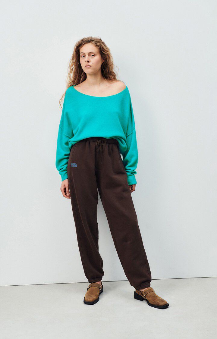 American Vintage Pull Femme Damsville - AQUATIQUE CHINE 42 Manches Longues Bleu - H24