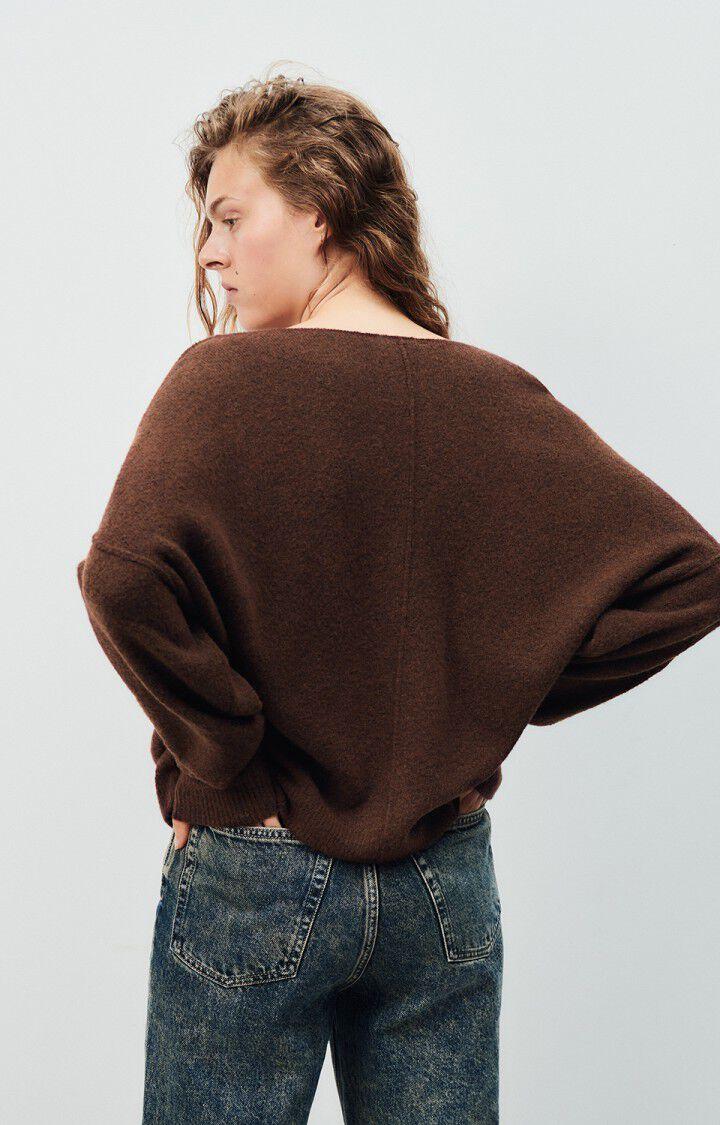 American Vintage Pull Femme Damsville - BROWNIE CHINE NOIR 42 Manches Longues Marron - H24