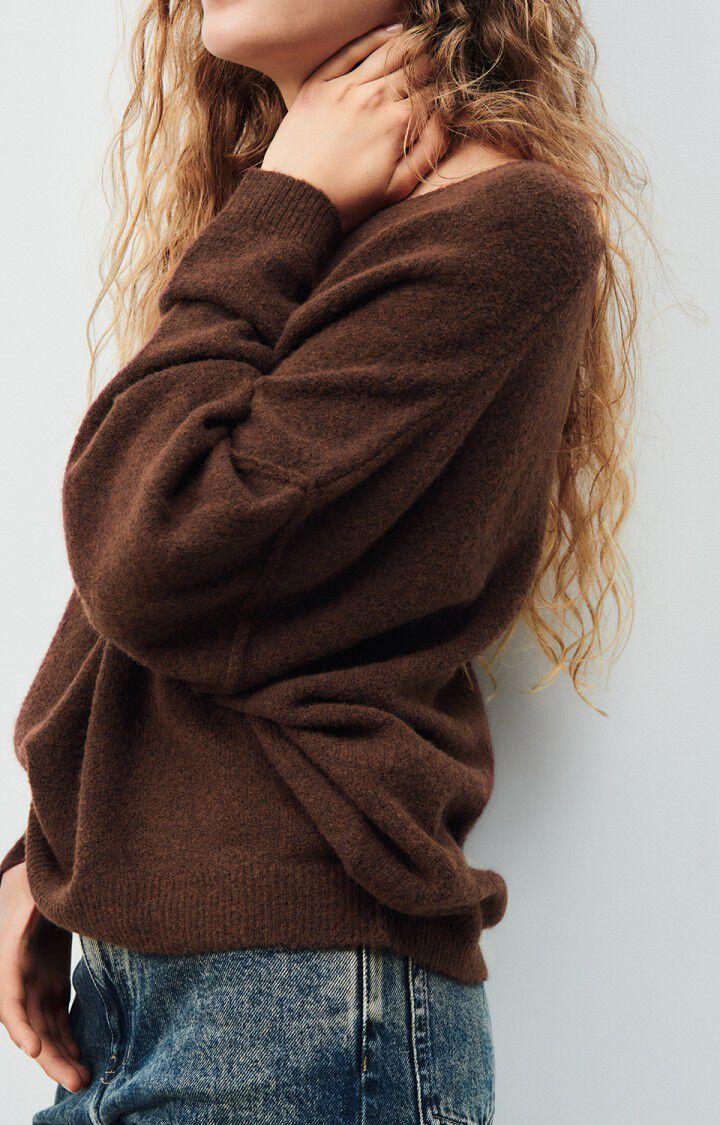 American Vintage Pull Femme Damsville - BROWNIE CHINE NOIR 42 Manches Longues Marron - H24