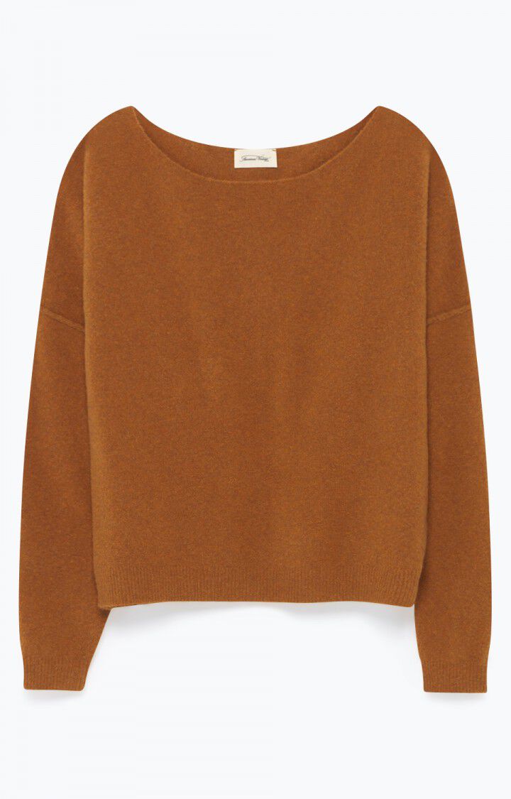 american vintage Pull femme Damsville - CACAO CHINE Marron - H17
