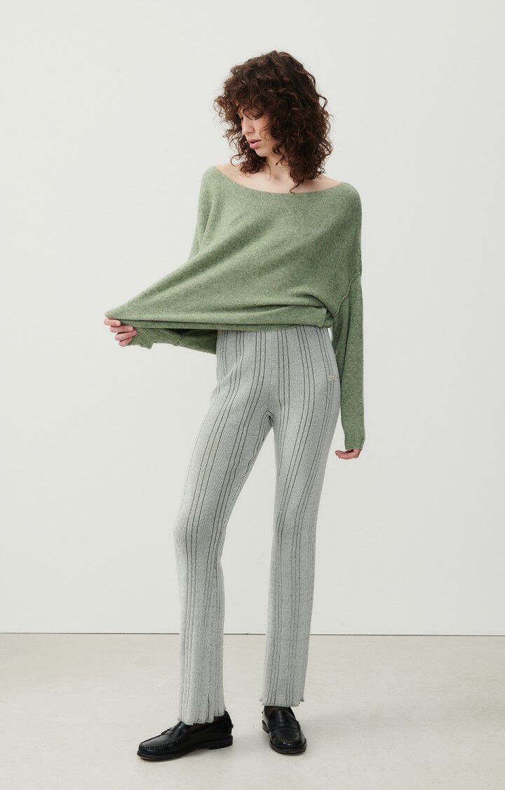 American Vintage Pull Femme Damsville - CAPRE CHINE 42 Manches Longues Vert - E24