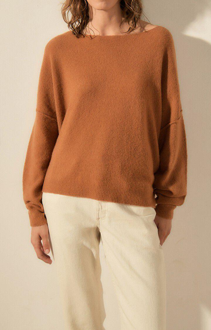 american vintage Pull femme Damsville - ECUREUIL 42 Manches longues Marron - E23