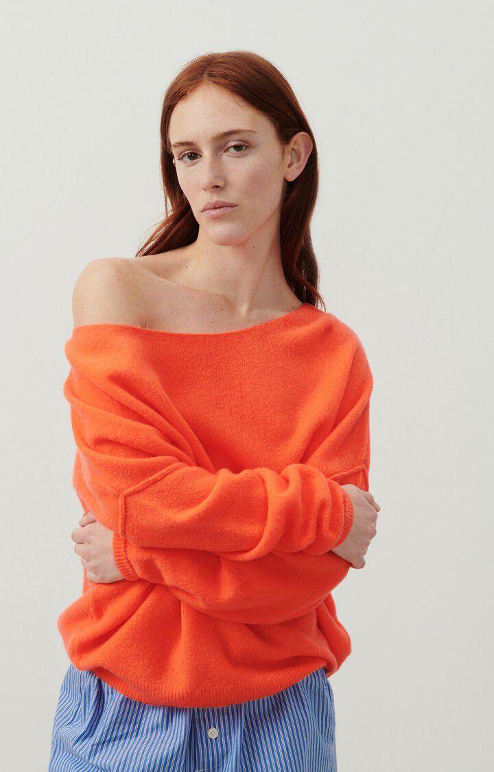 american vintage Pull femme Damsville - FEU 42 Manches longues Orange - E24