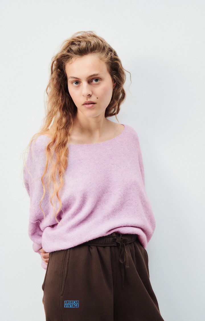 american vintage Pull femme Damsville - GLYCINE CHINE 42 Manches longues Violet - E25