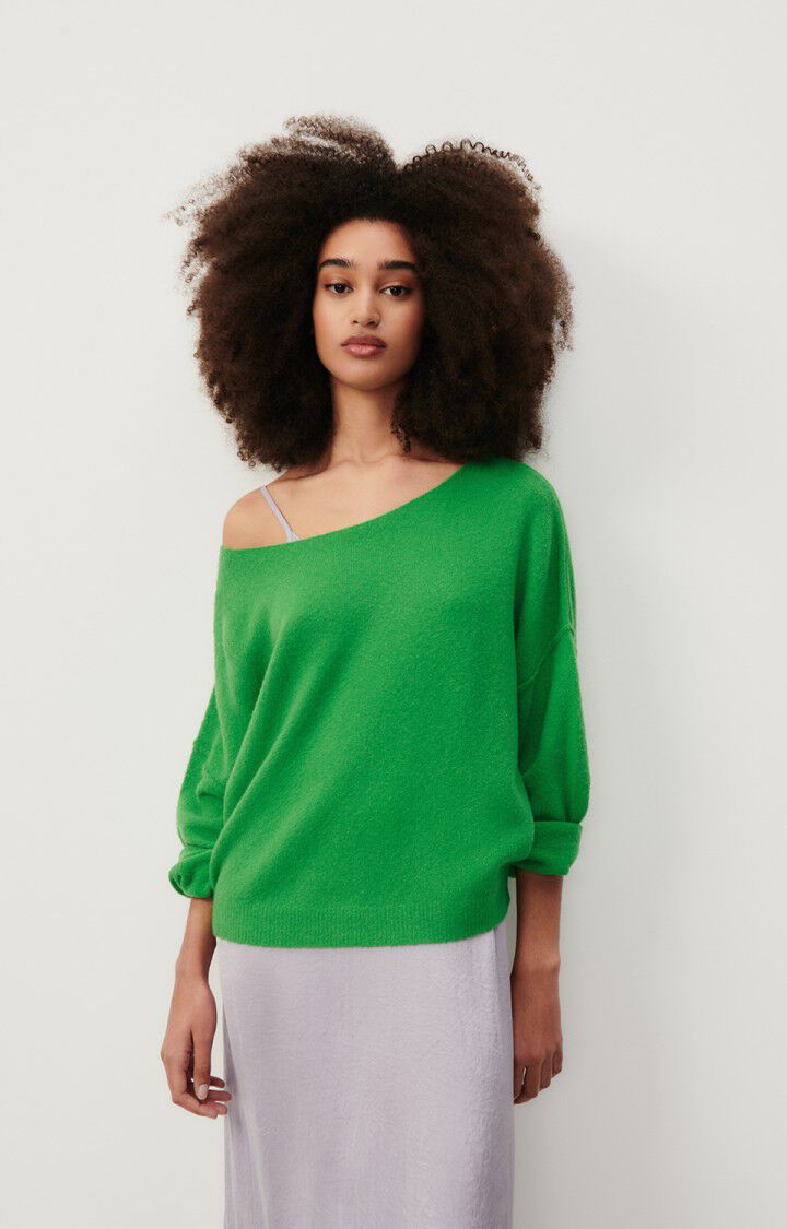 american vintage Pull femme Damsville - GREEN 42 Manches longues Vert - H23