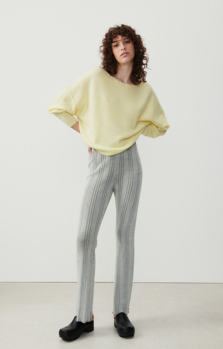 American Vintage Pull Femme Damsville - ILE FLOTTANTE 42 Manches Longues Jaune - E24