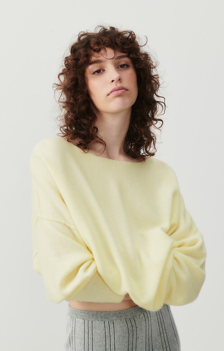 american vintage Pull femme Damsville - ILE FLOTTANTE 42 Manches longues Jaune - E24