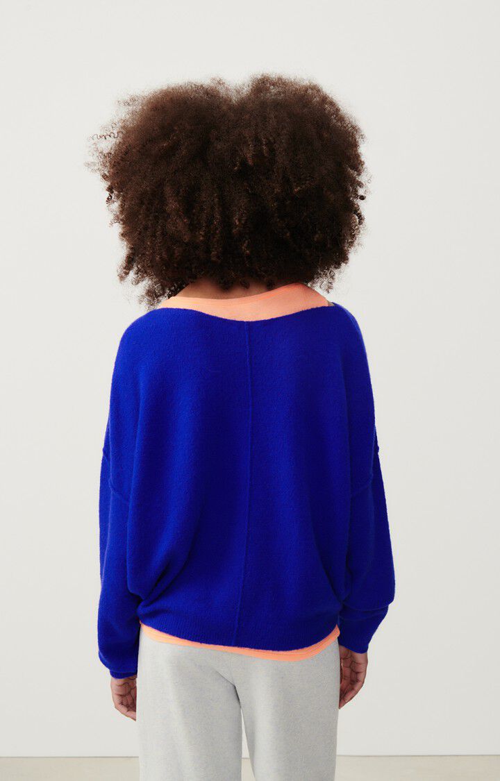 American Vintage Pull Femme Damsville - INDIGO 42 Manches Longues Bleu - H24