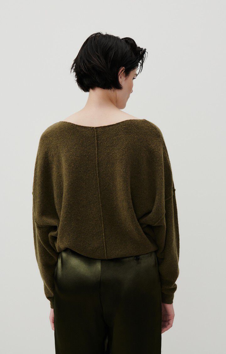 American Vintage Pull Femme Damsville - KAKI CHINE 42 Manches Longues Vert - H23