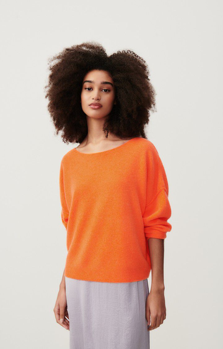 american vintage Pull femme Damsville - ORANGE FLUO 42 Manches longues Orange - E24