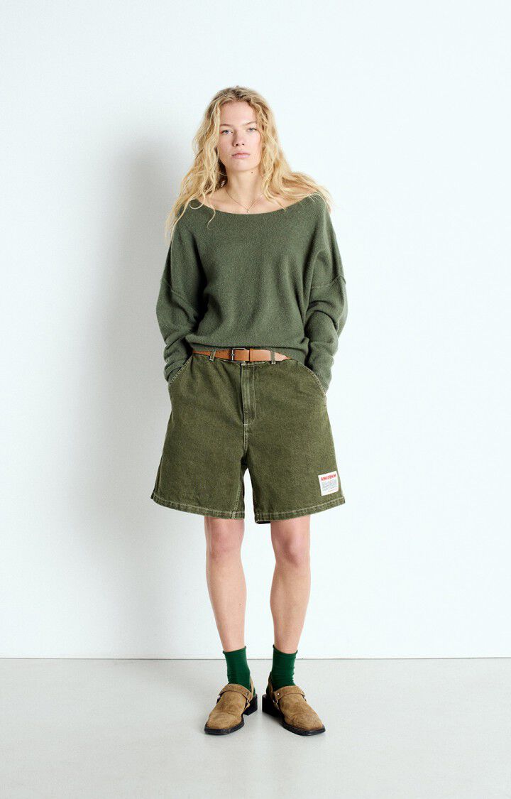 American Vintage Pull Femme Damsville - TORTUE CHINE 42 Manches Longues Vert - E25