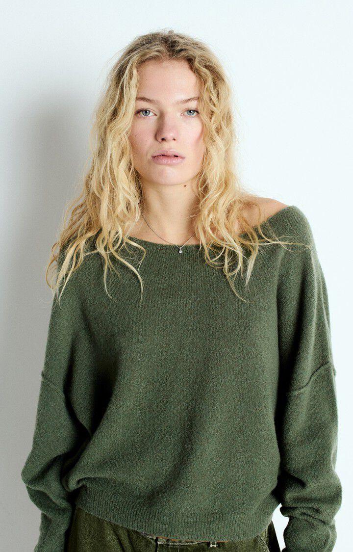 american vintage Pull femme Damsville - TORTUE CHINE 42 Manches longues Vert - E25